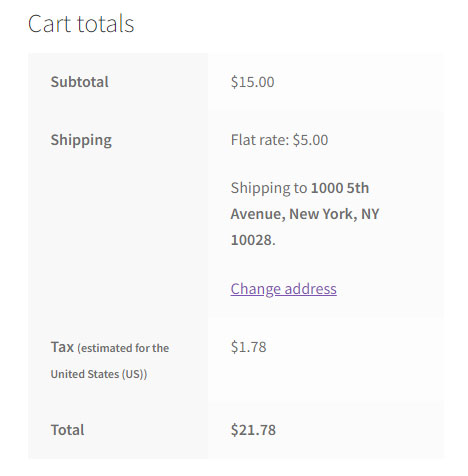 AccurateTax for WooCommerce Screenshot - Sales Tax Charge in Basket