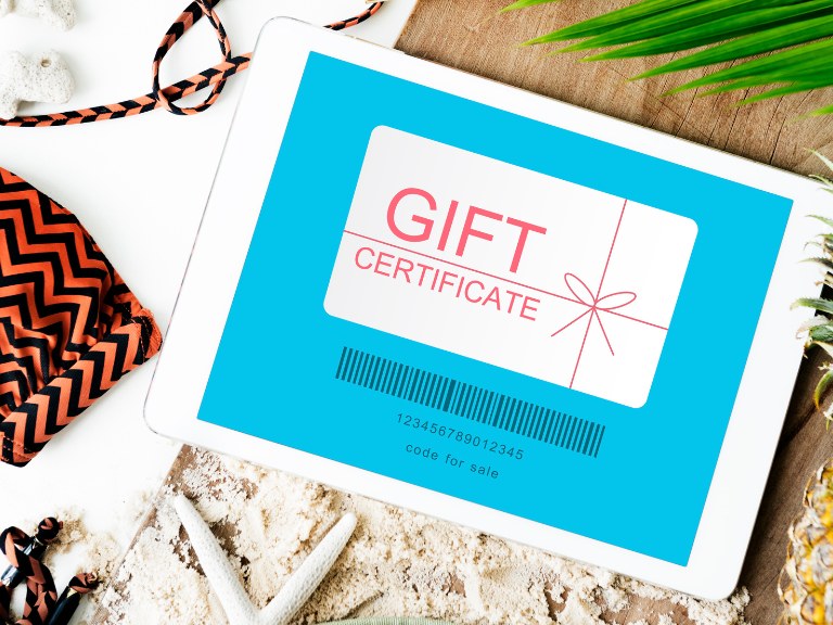 Gift Certificate on tablet